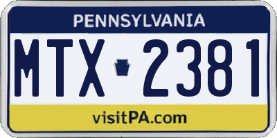 PA license plate MTX2381