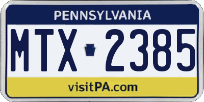 PA license plate MTX2385