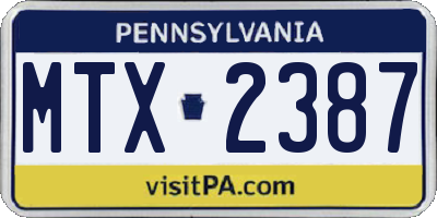 PA license plate MTX2387
