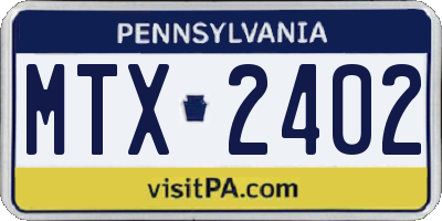 PA license plate MTX2402