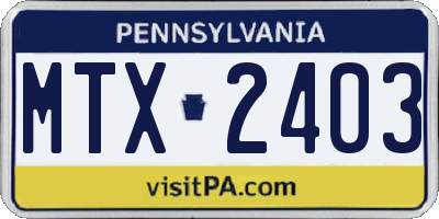 PA license plate MTX2403