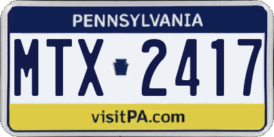 PA license plate MTX2417