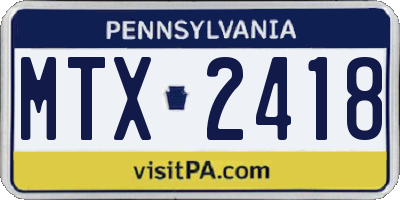 PA license plate MTX2418
