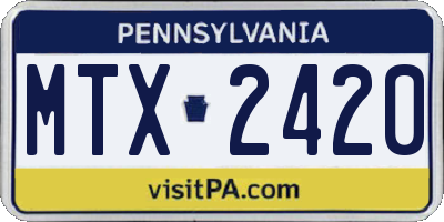 PA license plate MTX2420