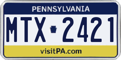 PA license plate MTX2421