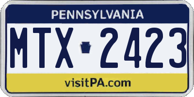 PA license plate MTX2423