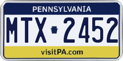 PA license plate MTX2452