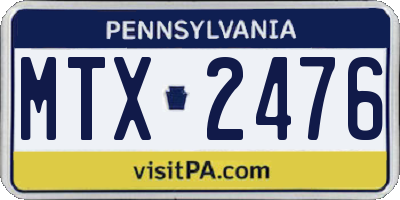 PA license plate MTX2476
