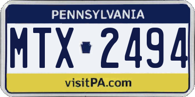 PA license plate MTX2494