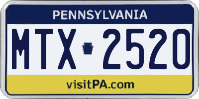 PA license plate MTX2520