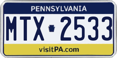 PA license plate MTX2533