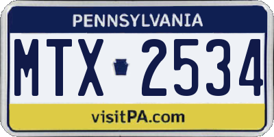 PA license plate MTX2534