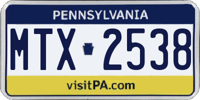 PA license plate MTX2538