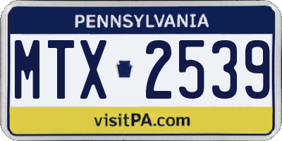 PA license plate MTX2539