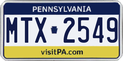 PA license plate MTX2549