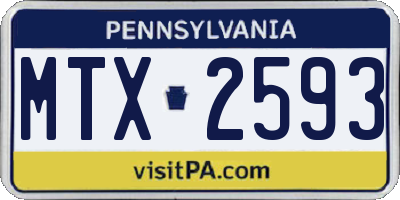 PA license plate MTX2593