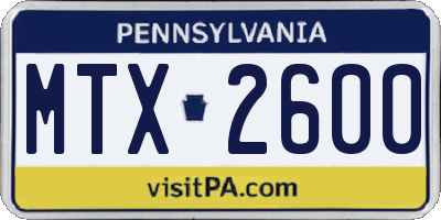 PA license plate MTX2600