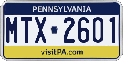 PA license plate MTX2601