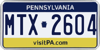 PA license plate MTX2604