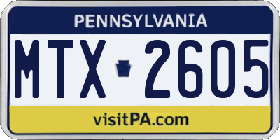 PA license plate MTX2605