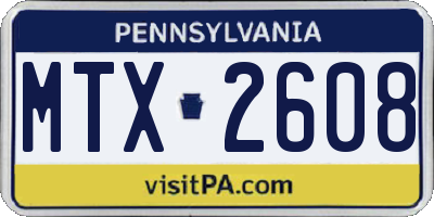 PA license plate MTX2608
