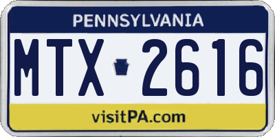 PA license plate MTX2616