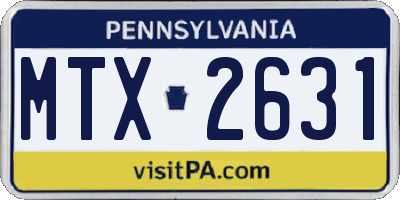 PA license plate MTX2631
