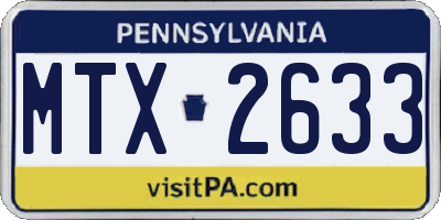 PA license plate MTX2633