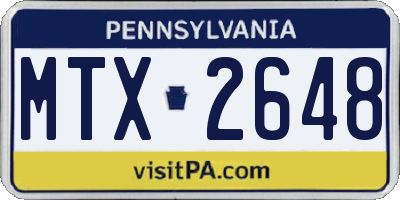 PA license plate MTX2648