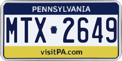 PA license plate MTX2649