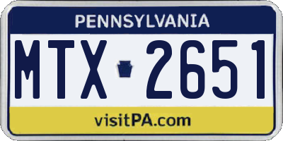 PA license plate MTX2651