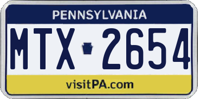 PA license plate MTX2654