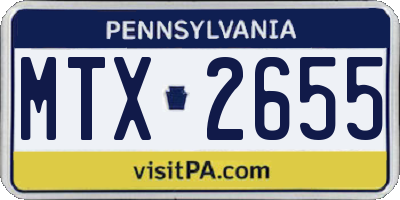 PA license plate MTX2655
