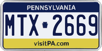 PA license plate MTX2669