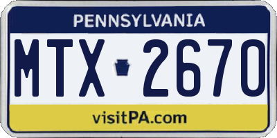 PA license plate MTX2670