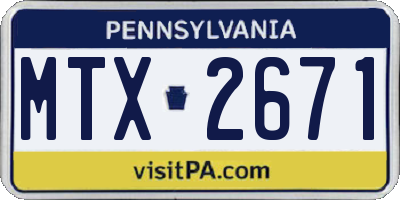 PA license plate MTX2671