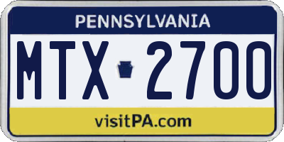 PA license plate MTX2700