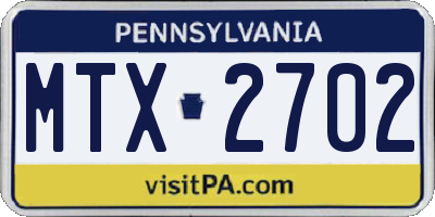 PA license plate MTX2702