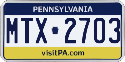 PA license plate MTX2703