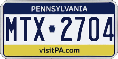 PA license plate MTX2704