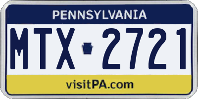 PA license plate MTX2721