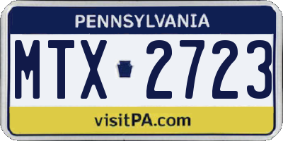 PA license plate MTX2723