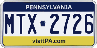 PA license plate MTX2726