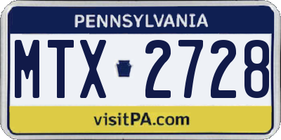PA license plate MTX2728