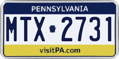 PA license plate MTX2731