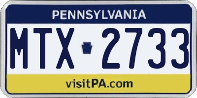 PA license plate MTX2733