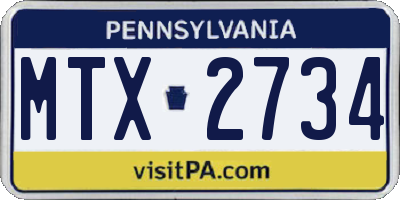 PA license plate MTX2734
