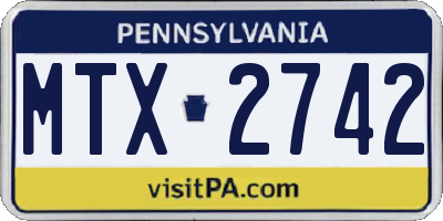 PA license plate MTX2742