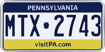 PA license plate MTX2743