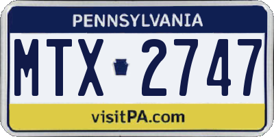 PA license plate MTX2747